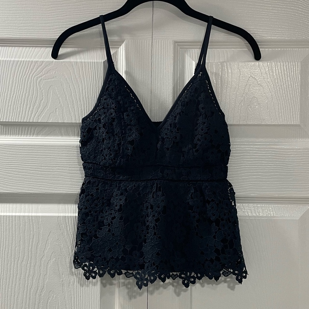 Abercrombie & Fitch Navy Blue Lace Tank Top
